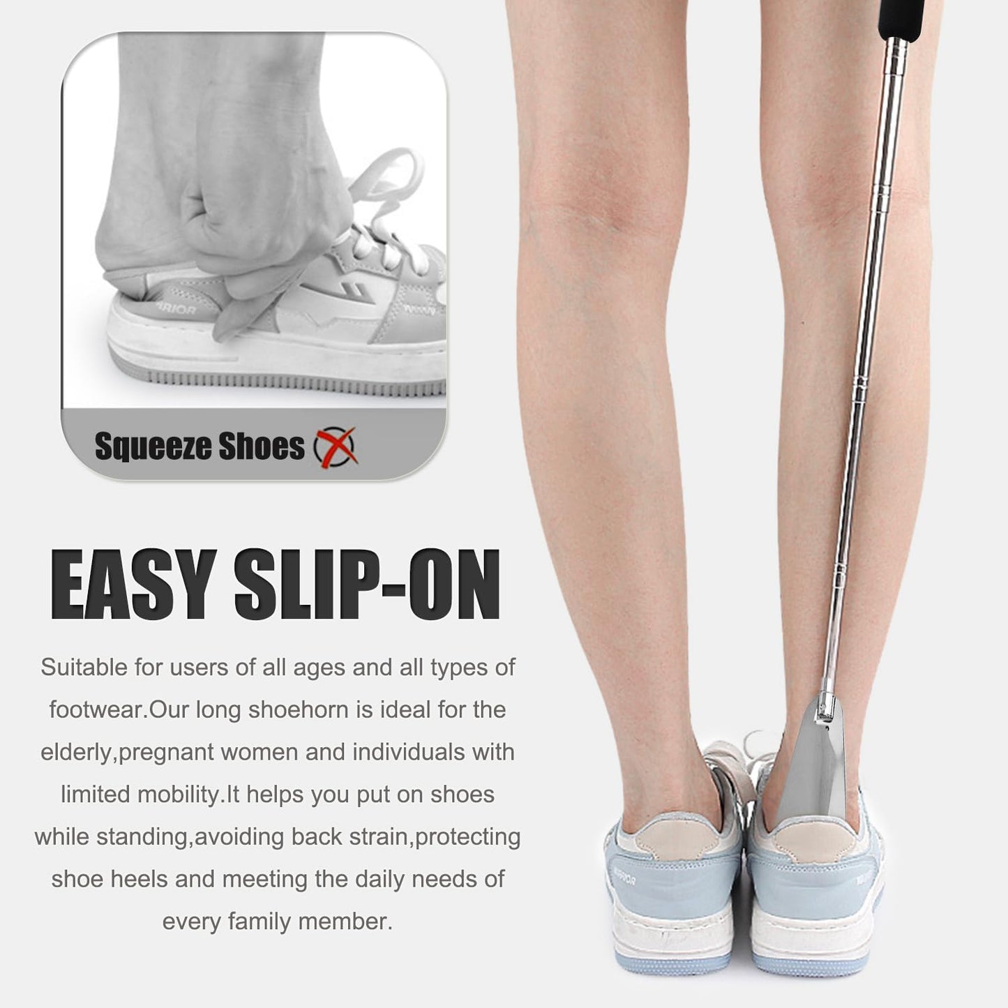 Stainless Steel Shoe Horn Long Hadnle Telescopic Shoehorn Retractable Shoehorn Adjustable Shoe Puller Shoe Aids | Stainless Steel Shoe Horn Long Hadnle Telescopic Shoehorn Retractable Shoehorn Adjustable