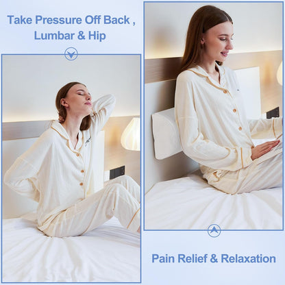Knee Pillow for Back Sleeping, Memory Foam Bolster Pillow for Legs, Under Knee Pillow for Sleeping, Leg Pillow for Back & Hip Pain Relief, Half Moon Boslter, White