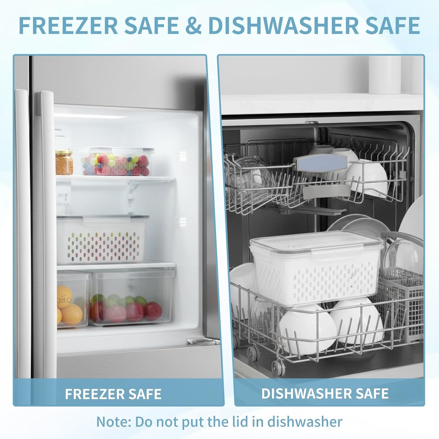 Grape Container for Fridge,3PCS(0.9-13.5Qt) | Leakproof Grape Container with Removable Colander,Dishwasher&Microwave Safe,Keep Fruits, Vegetables, Meat Fresh Longer