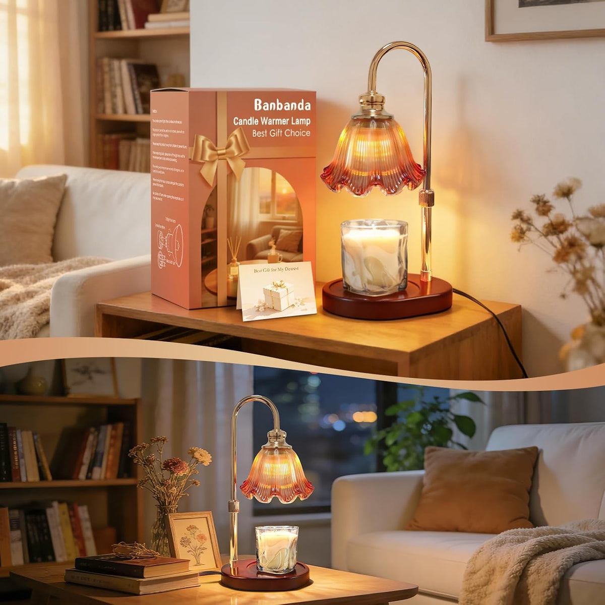 Candle Warmer Lamp with Timer, Christmas Decorations Indoor, Birthday Gifts for Women Mom, Warming Gifts for Office, Dorm, Apartment & New Home Decor