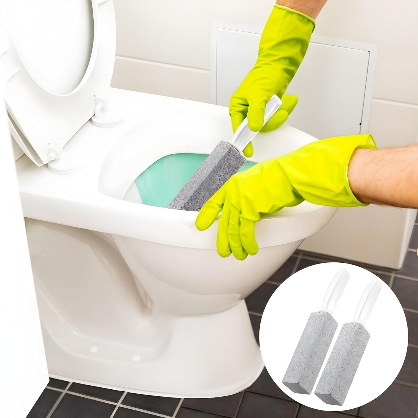 Bexter 2-Pack Value Toilet Bowl Pumice Cleaner with Handle – Removes Hard Water Rings, Stains & Limescale – Multi-Surface Bathroom Cleaning Stone for Sink, Pool, Tile
