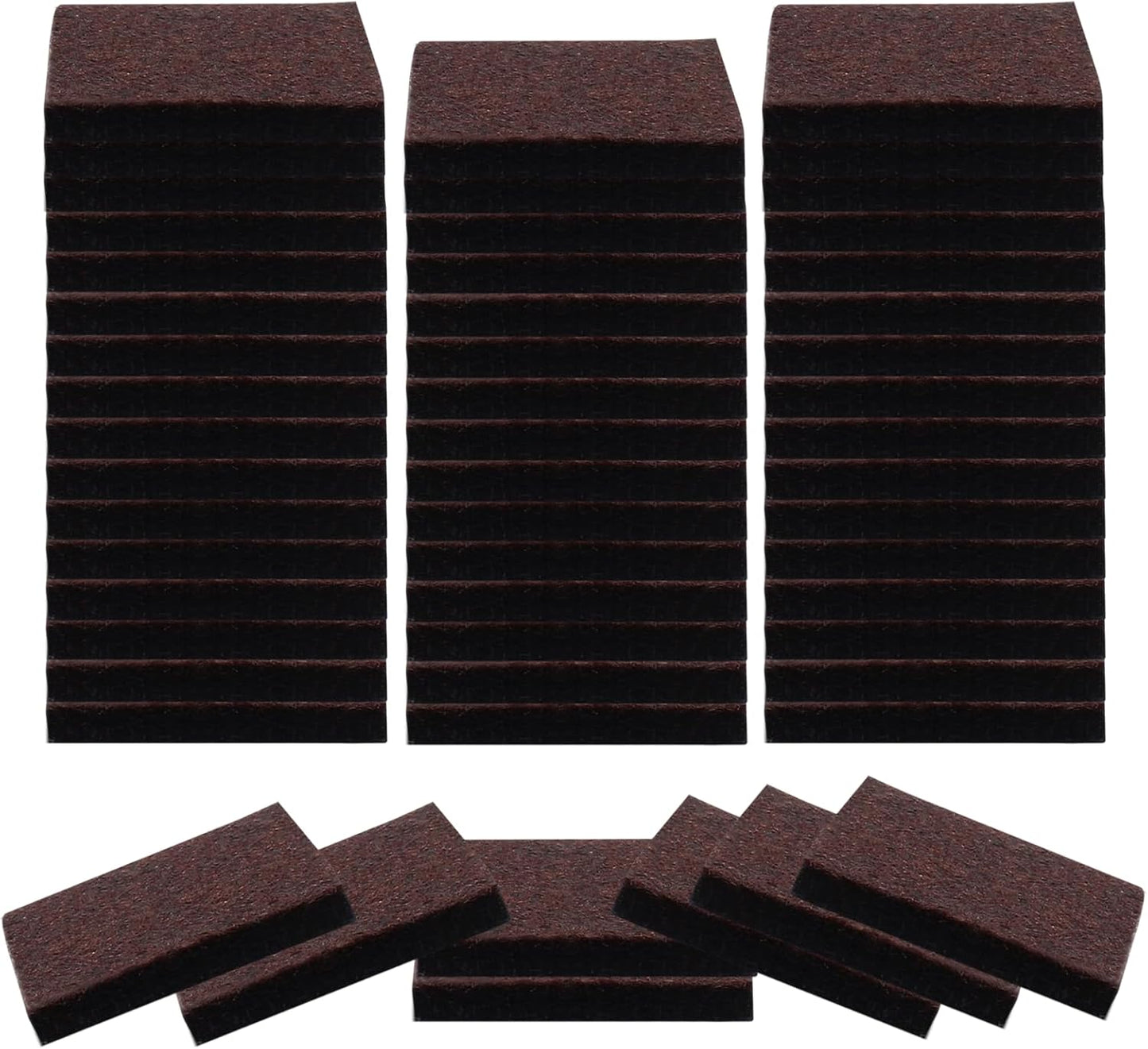 48 Pcs 1"/25mm Square Felt Furniture Pads, 5mm Thick, Brown | Self Adhesive, Anti Scratch Floor Protectors, For Furniture Feet Chair Legs