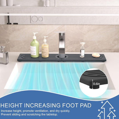Faucet Mat for Kitchen Sink, Water Absorbent Kitchen Faucet Mat, Durable Sink Splash Guard with Raised Feet, Diatomite Fast Drying Kitchen Sink Faucet Mat, Bathroom Stone Drying Tray for Counter
