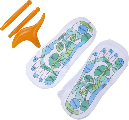2 Pairs Socks,High Elastic Cotton Soft Anti Slip Trigger Point Tool Set Unisex Design Breathable Comfort Fitness Recovery Massage Sticks Foot Care Bundle Home Travel