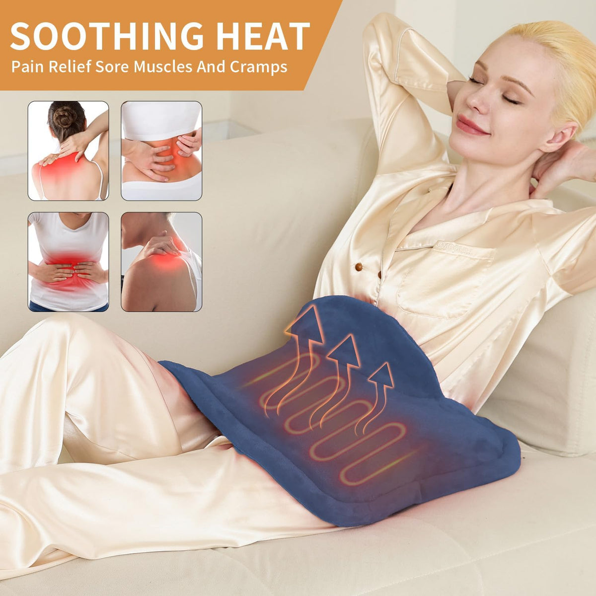 SAROO Weighted Heating Pad for Neck and Shoulders Pain Relief,19"x22",Grey