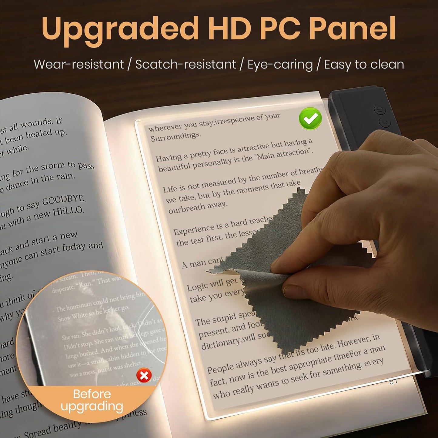 LED Book Light, 3 Color Temps & Stepless Dimming, Night Reading with Timer | 2-In-1 Rechargeable Clear LED Flat Reading Light and Night Light. Perfect for Night Reading and Bookish Gifts(Black)