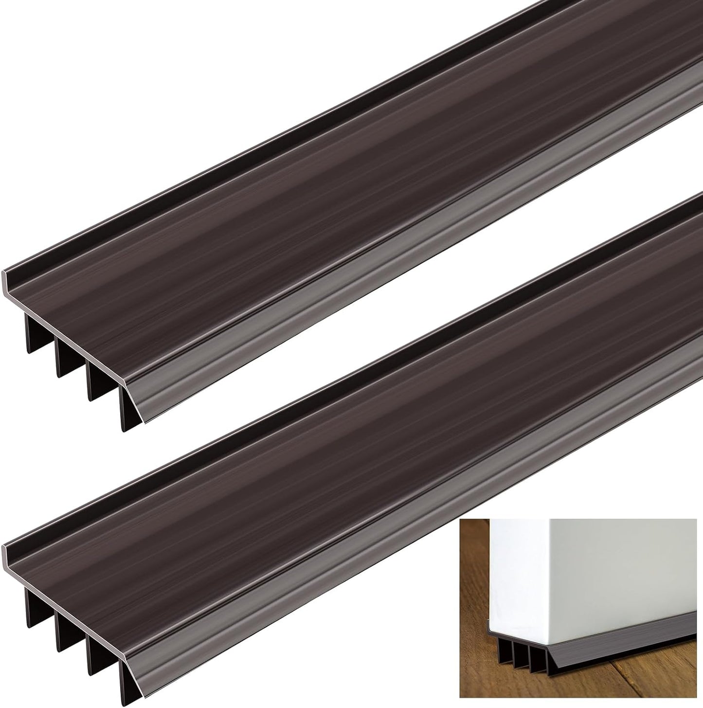 2 Pcs 3 Feet Brown Vinyl Door Bottom Adjustable Weatherstrip Door Bottom with Drip Cap Weatherproof Under Doors Seal for Gaps from 1/4'' to 9/16'' for 1 3/4'' to 2'' Thick Doors