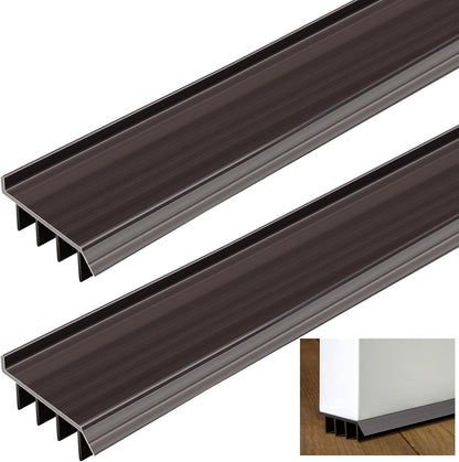 2 Pcs 3 Feet Brown Vinyl Door Bottom Adjustable Weatherstrip Door Bottom with Drip Cap Weatherproof Under Doors Seal for Gaps from 1/4'' to 9/16'' for 1 3/4'' to 2'' Thick Doors