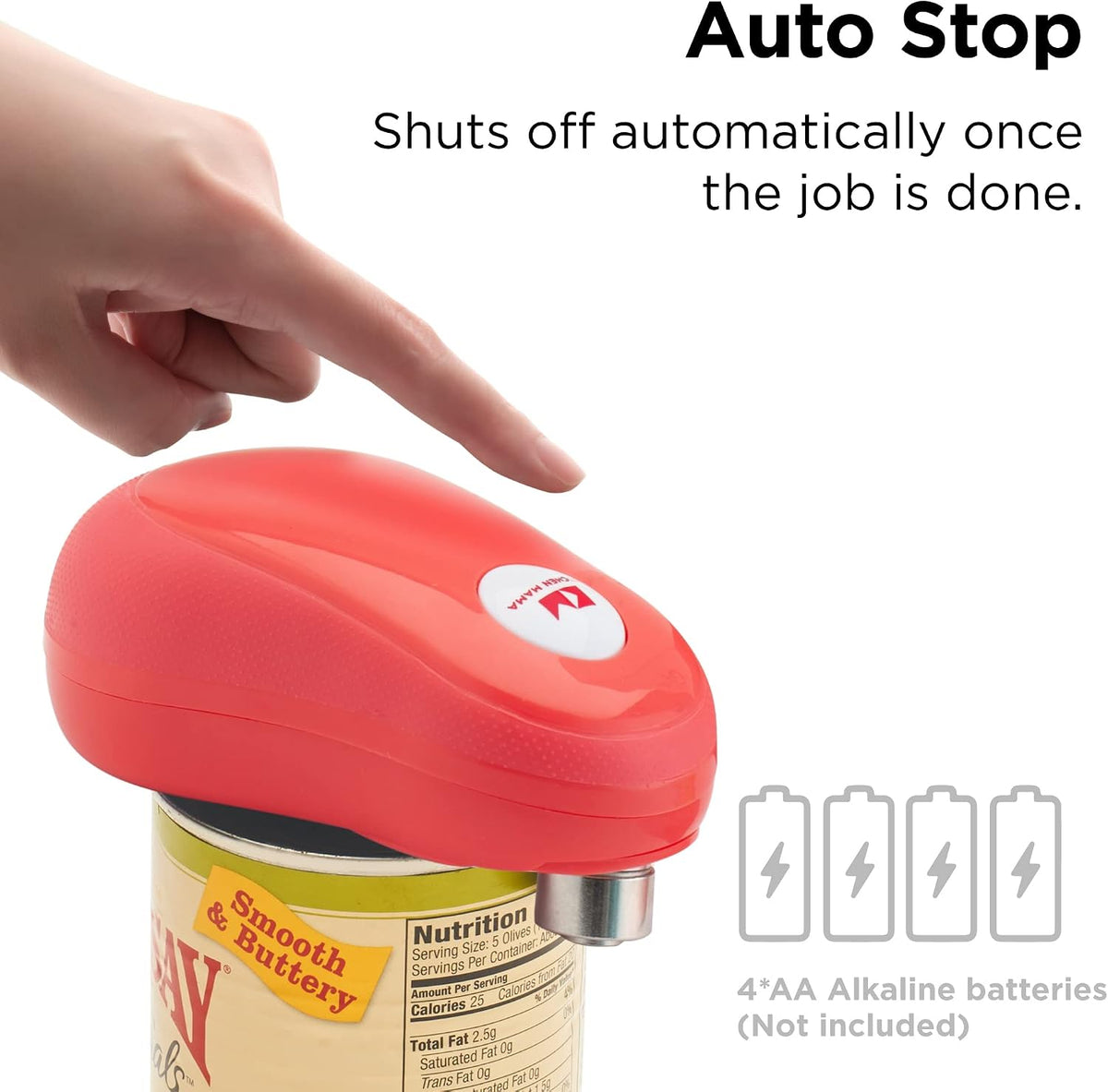 Kitchen Mama One Touch Electric Can Opener, Avocado