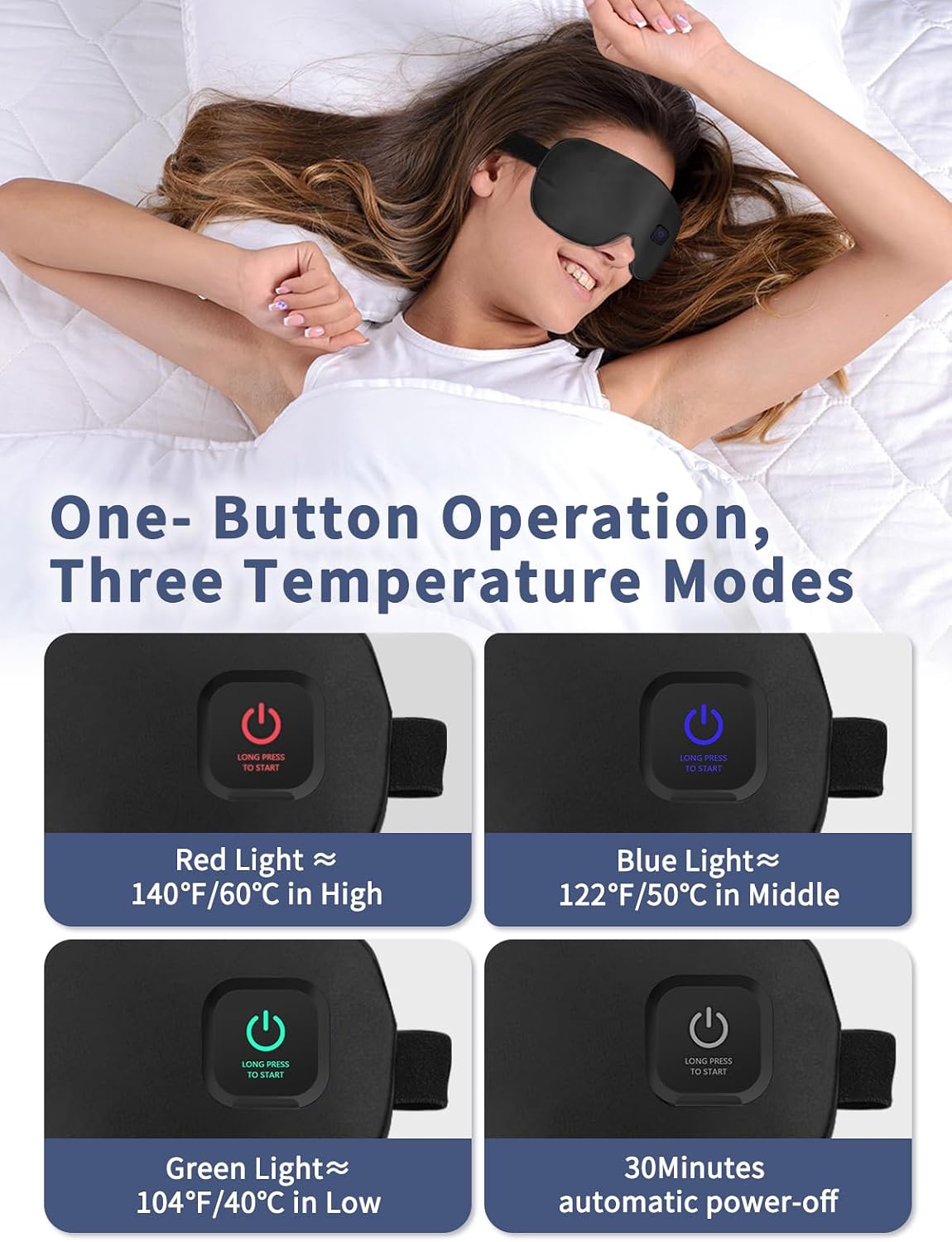 Dearan Upgraded 3 Temperature Modes Silk Heated Eye Mask Cordless,Rechargeable Warm Eye Heating Pad No Pressure for Dry Eyes, Sleep Eye Mask Christmas Gift for Men Women