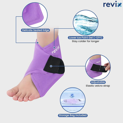 REVIX Ankle Ice Pack Wrap for Plantar Fasciitis & Foot Pain Relief