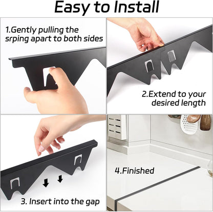 Stainless Steel Stove Gap Covers (2 Pack), Stove Gap Filler, Stove Counter Gap Guards for Kitchen, Range Trim Kit, Easy Clean with Heat Resistant, Adjustable Length 13.8” to 27.6”, Width 0.79"