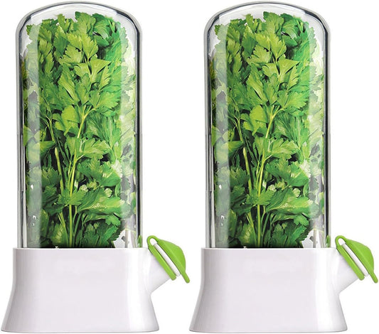 2PCS Herb Keeper For Refrigerator,Fresh Vanilla, Cilantro, Asparagus And Peppermint Fresh Vanilla Preservation Box,Keeps Greens Fresh For 2-3 Weeks
