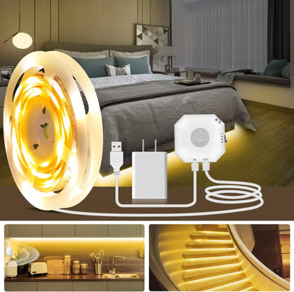Daymeet Motion Sensor LED Strip Lights, 16.4ft RGB Motion Activated Under Bed Lights with Automatic Shut Off Timer App Control Cabinet Night Light Closet Lights for Hallway, Kitchen,Bedroom