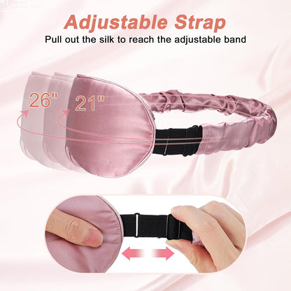 VOCOSTE 3D Silk Sleep Mask with Travel Pouch, Bean Pink