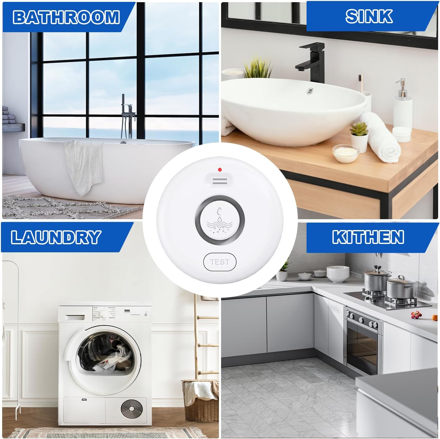 Smart Water Leak Detector for Home 5 Pack, Driping Leakage Flood Detectors | 120dB Loud, IP66, APP Push, Wireless Water Leak Alarm , 5 Water Sensors & 1 WiFi Gateway for Kitchen, Sink, Laundry