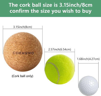 COENGWO Cork Ball Lacrosse Ball, Deep Tissue Muscle Tension Therapy Ball for Trigger Point Therapy, Muscle Soreness, Yoga Therapy, 2.4 Inch