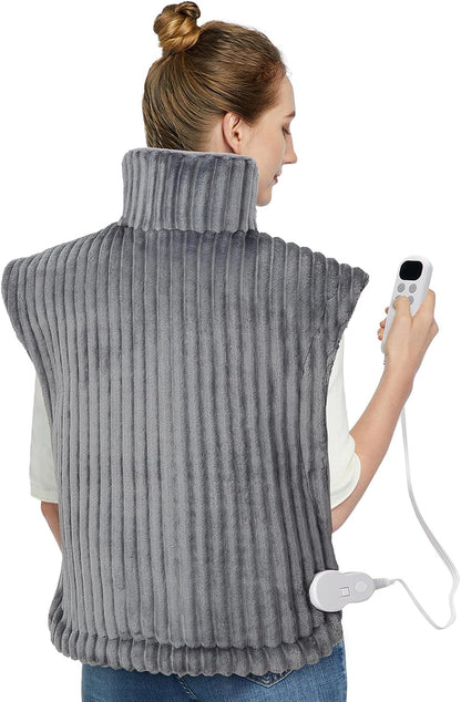 CAROMIO Massaging Heating Pad for Back Pain Relief, Neck and Shoulders