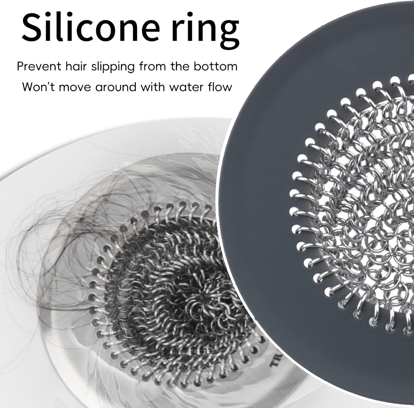 TRAPMATE Shower Drain Hair Catcher, 4.4" Anti-Clogging Bathtub Drain Cover | Easy Flip Cleaning, Traps Hair with Fast Drainage, Anti-Slip Drain Protector Fits Regular & Pop-up Drains (Patented Product)