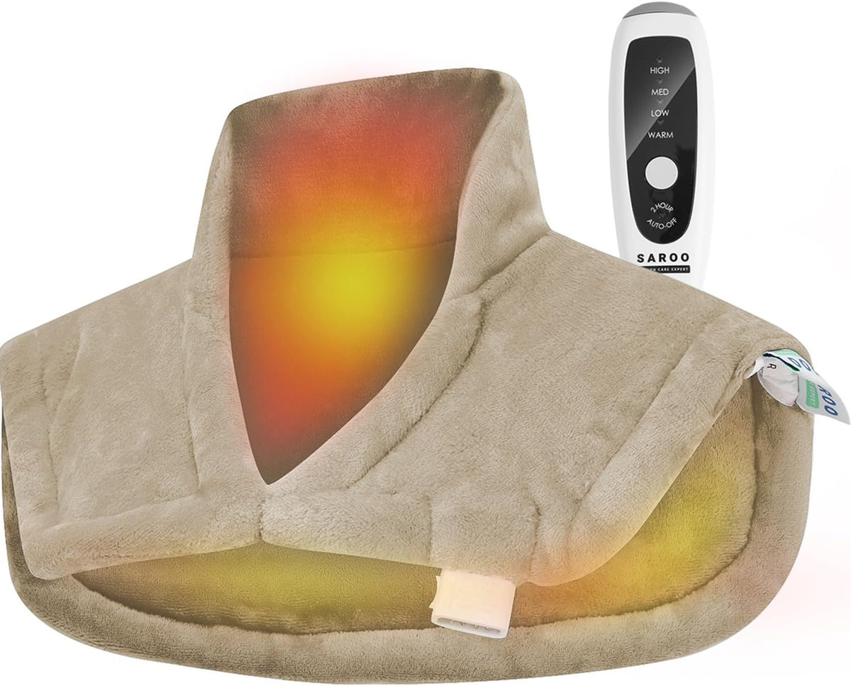 SAROO Weighted Heating Pad for Neck and Shoulders Pain Relief,19"x22",Grey