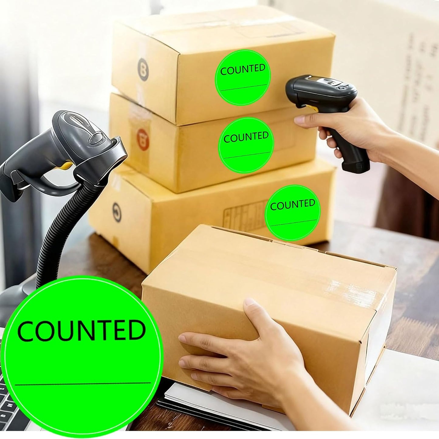 Counted Stickers 2 Inch Counted Inventory Control Labels 500 Pcs Counted Shipping Labels Round Circle Counted Stickers for Round Adhesive Writable Inventory Control Shipping and Inventory (Green)