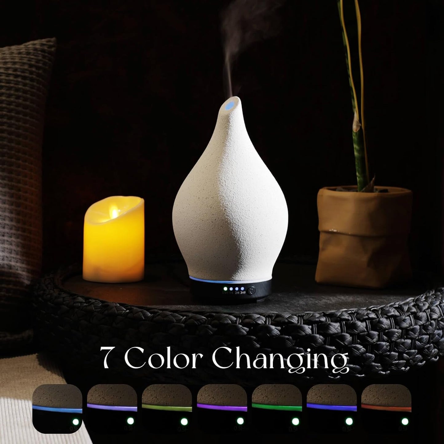 Porseme Oil Diffuser 3D Glass Aromatherapy Ultrasonic Humidifier, Air Refresh Auto Shut-Off, Timer Setting, BPA Free for Home Hotel Yoga Leisure SPA Gift 150ml Last 6H - Colors B