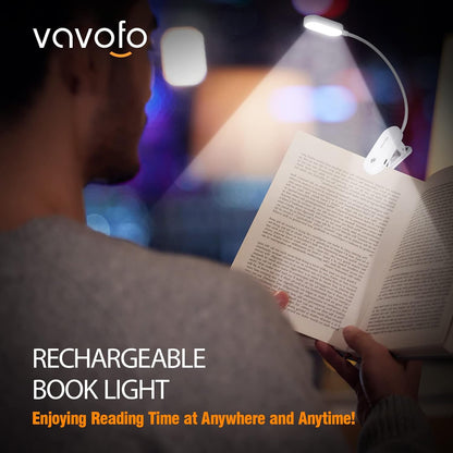 VAVOFO Rechargeable Book Light, 14 LEDs Eye Care Clip On Amber Reading Light for Bookworms Reading in Bed with 9 Colors 9 Brightness (Blue)