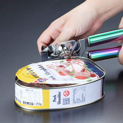 Berglander Can Opener, Stainless Steel Rainbow Handle Can Opener Hand Held, Smooth Edge Manual Can Opener, Heavy Duty (Rainbow)