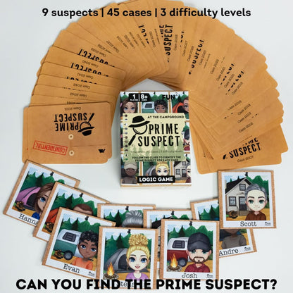 Prime Suspect Logic Game with 45 Case Cards | Single Player or Group Play | Ages 8+ | Compact Brain Teaser Game | Detective Game (Prime Suspect: Original)