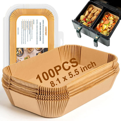 HONYAO Air Fryer Paper Liners for Dual Zone Airfryer, 8.1x5.5 inch