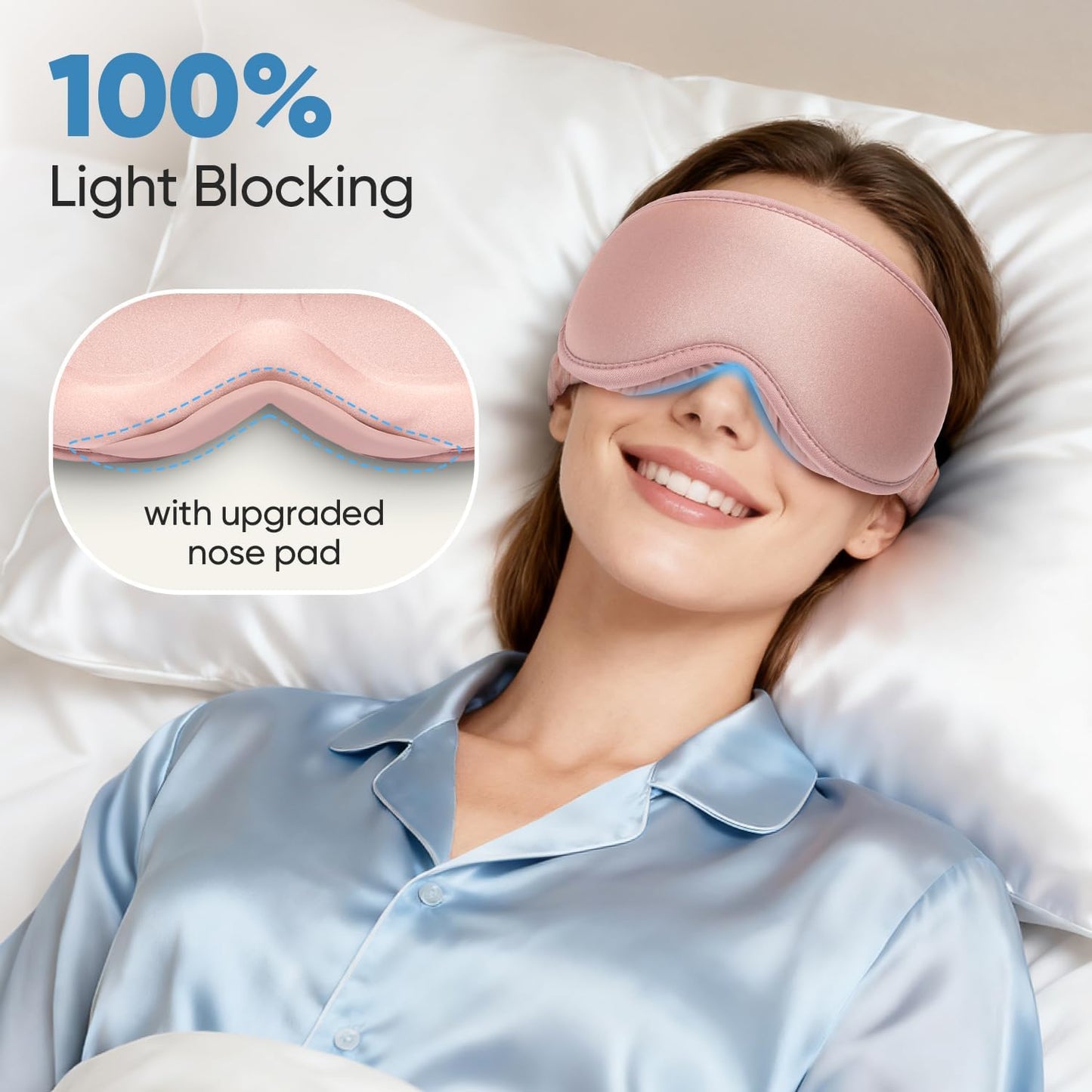 Weighted Eye Mask for Sleeping - Sleep Mask for Women & Men, 3D Contoured Blackout Sleeping Mask for Lash Extensions, Zero Pressure Soft Eye Cover with Adjustable Strap for Travel