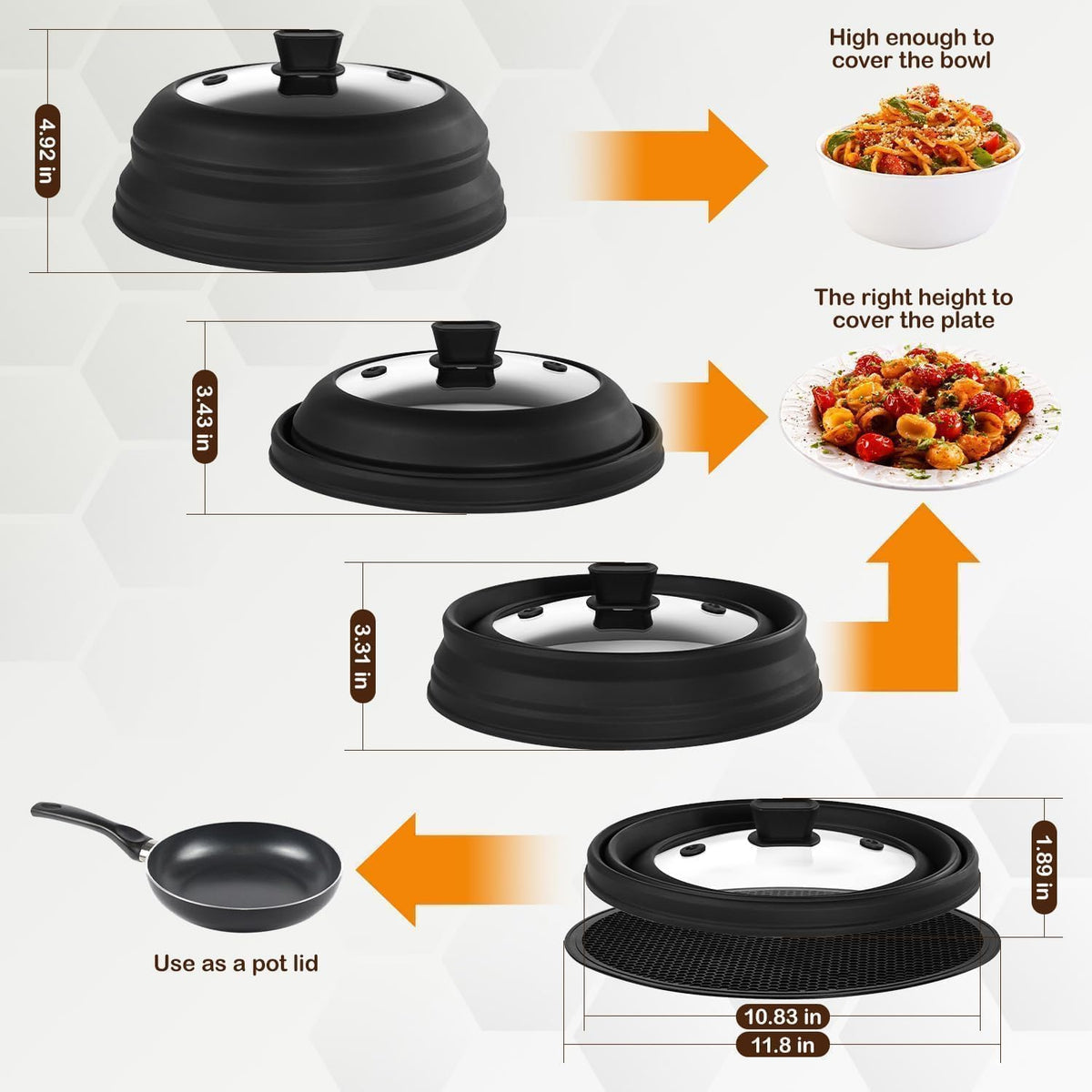 Lzerking 10.8 Inch Microwave Splatter Cover & Silicone Mat