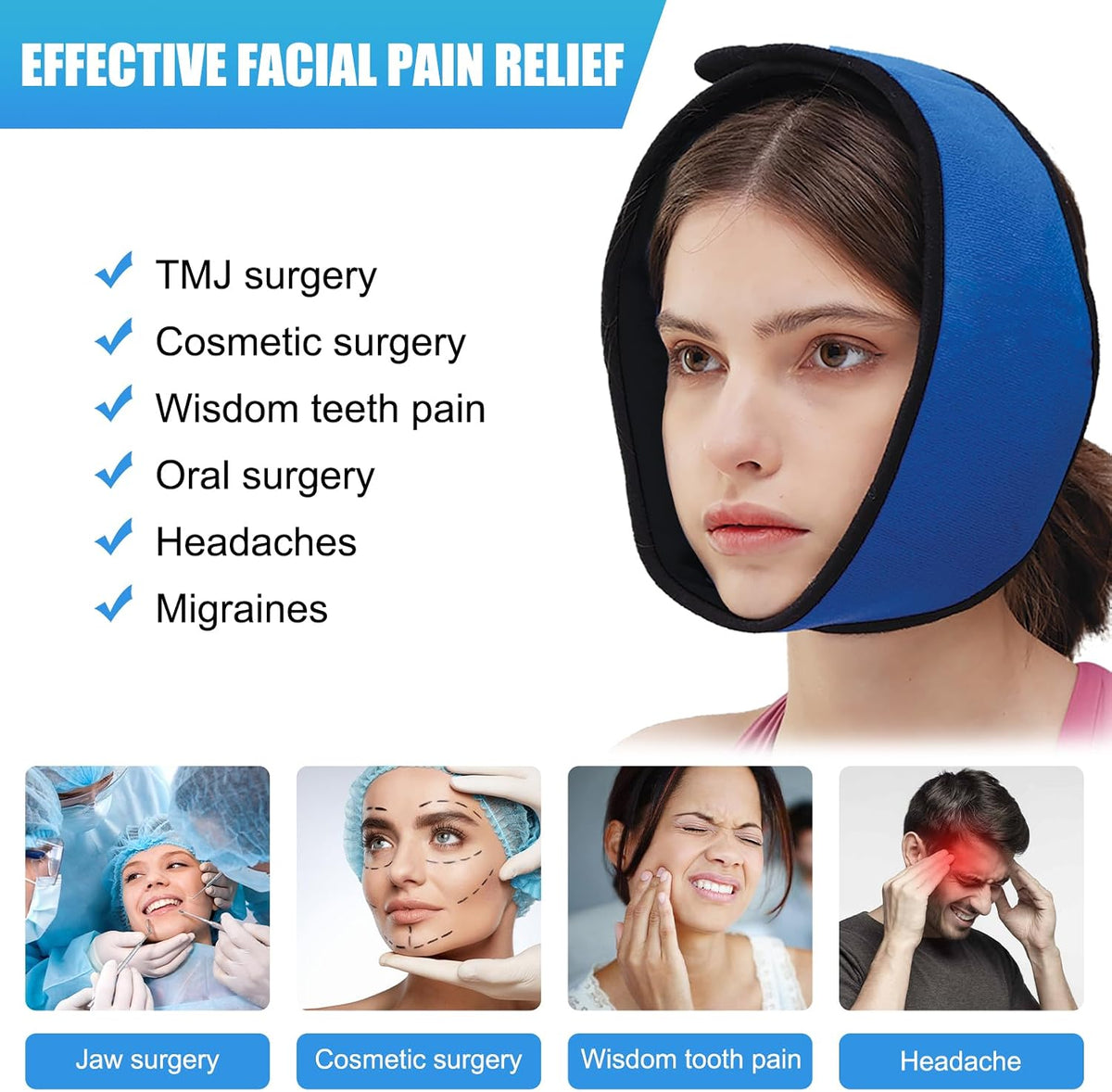 World-Bio Reusable Pink Face Ice Pack,Wisdom Teeth Ice Pack with 2 Gel Pack