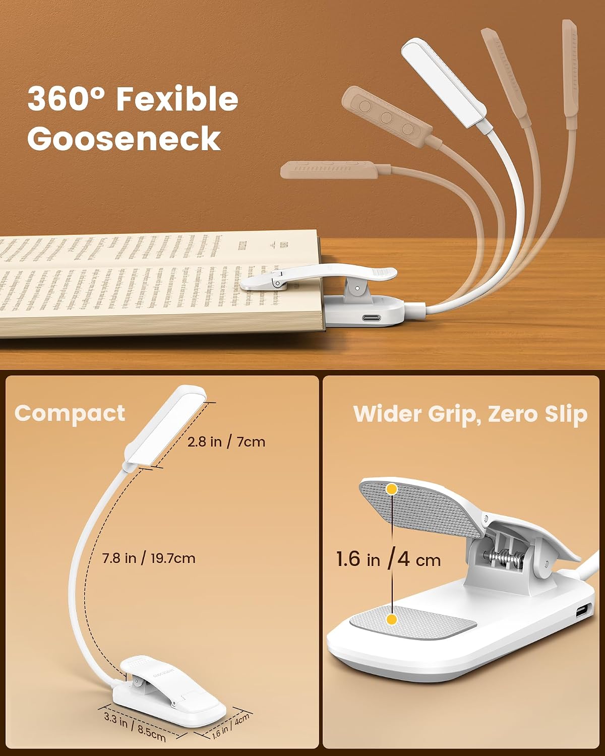Glocusent 13 LED Book Lights for Reading at Night, Gifts for Book Lovers