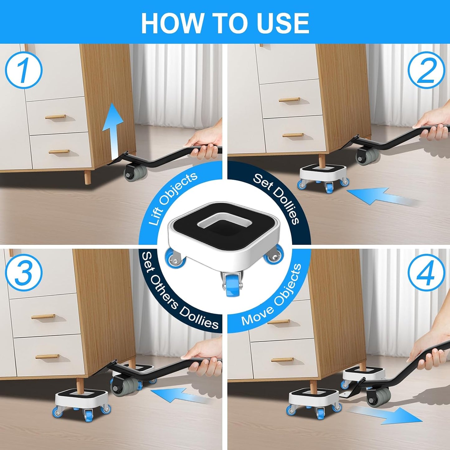 New Upgrade Furniture Sliders: Furniture Movers with Wheels & Groove | Furniture Dolly with 360° Rotatable Wheels - Appliance Roller for Moving Heavy Sofa Bed - Load Capacity Up to 750lb