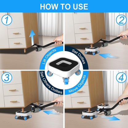 New Upgrade Furniture Sliders: Furniture Movers with Wheels & Groove | Furniture Dolly with 360° Rotatable Wheels - Appliance Roller for Moving Heavy Sofa Bed - Load Capacity Up to 750lb