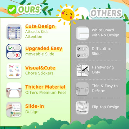 Upgraded Slider 4 in 1 Reward Chart for Kids, Reusable Bedtime/Morning/Daily Routine Chart for Kids, Magnetic Chore Chart for Kids Toddlers, Sticker Chart for Kids Behavior Chart for Kids at Home