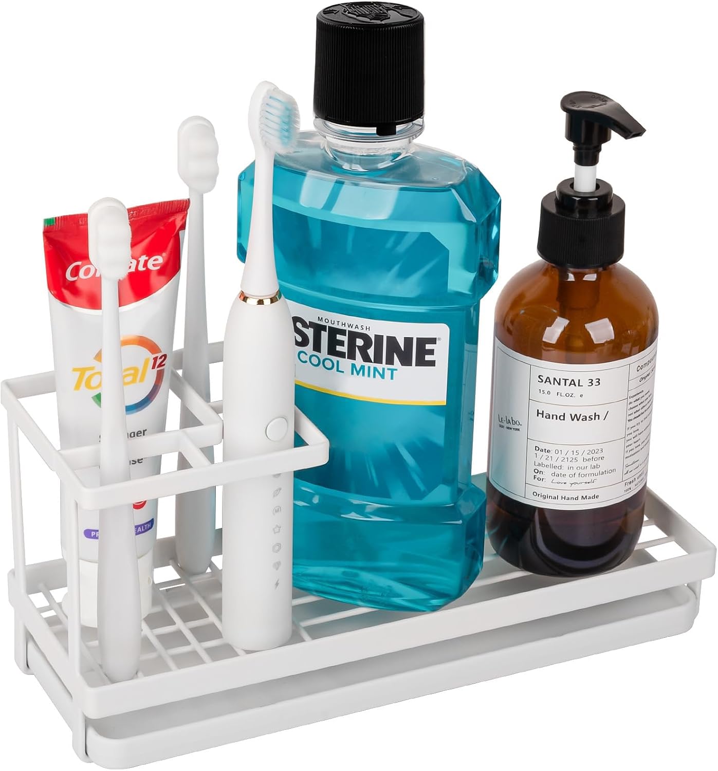Toothbrush Holders Toothpaste Organizer Bathroom Accessories, Matte Black | Carbon Steel, 4 Slots, Removable Drip Tray, Easy to Clean, Electric Toothbrush Storage, for Countertop, Shower, Sink