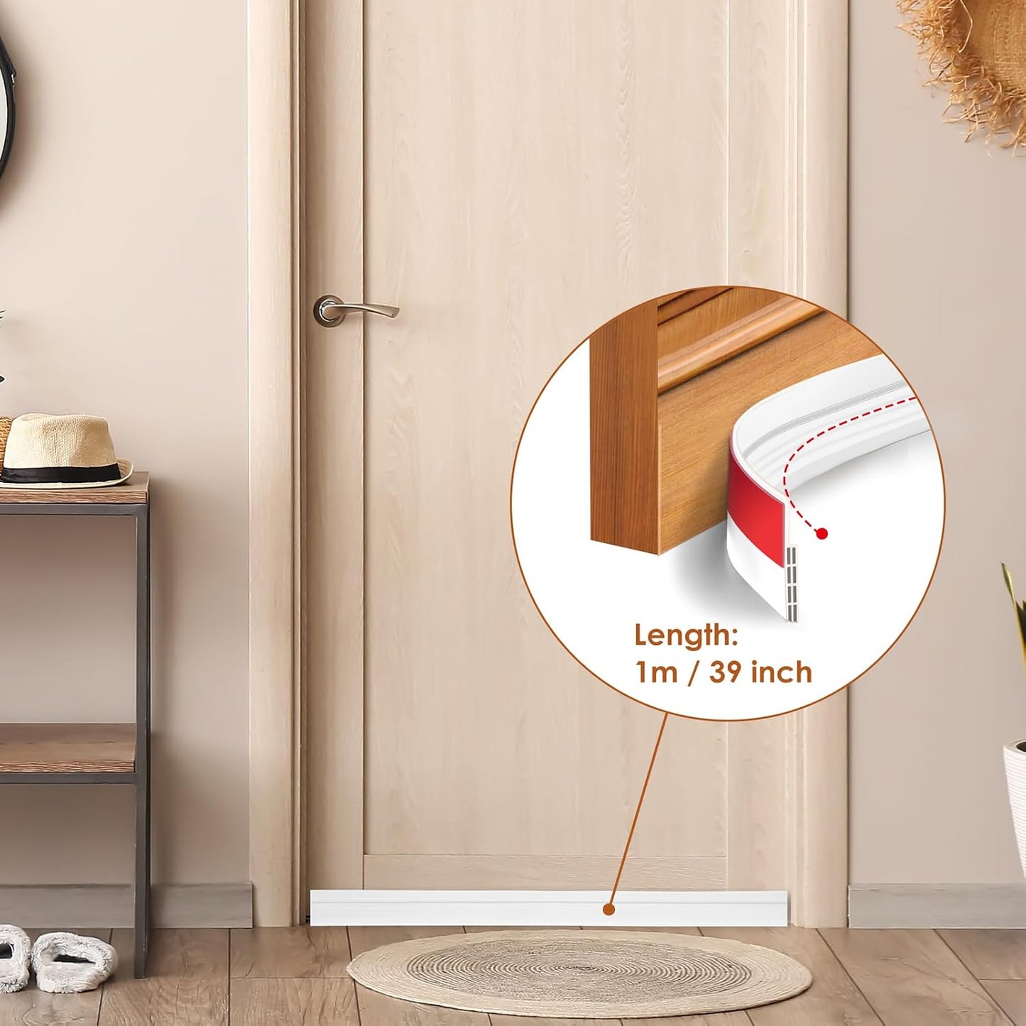 Under Door Draft Stopper - Strong Adhesive Seal Blocker, Soundproof Sweep, Weather Stripping, Noise Insulator for Bottom of Doors