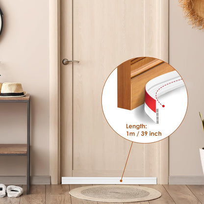 Under Door Draft Stopper - Strong Adhesive Seal Blocker, Soundproof Sweep, Weather Stripping, Noise Insulator for Bottom of Doors