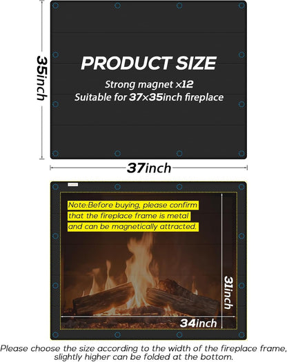 PAWBOSE Magnetic Fireplace Cover - Stop Heat Loss & Keep Drafts Out with Built-in 12 Strong Magnets for Iron Fireplace Frame, 39x32 Inch