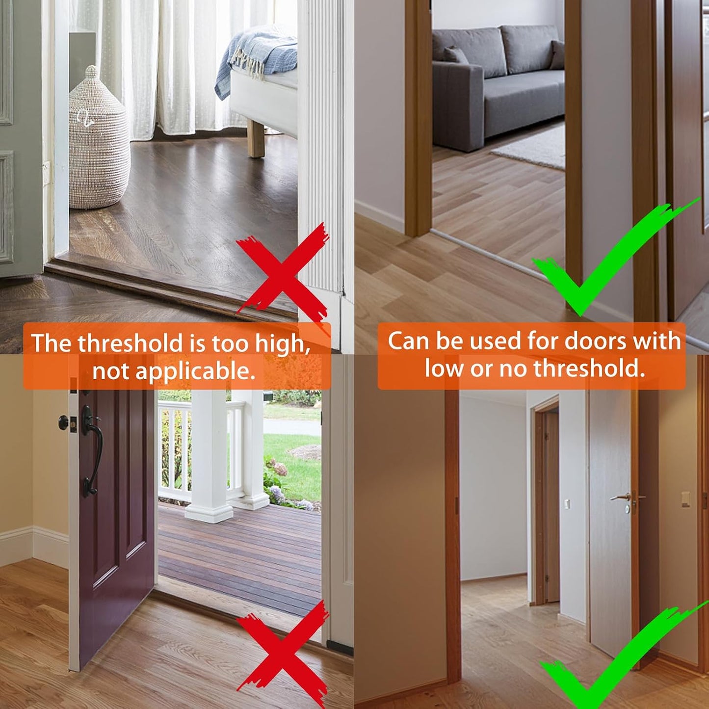 GDHOMM Door Draft Stopper for Bottom of Doors Weather Stripping Door Gap Filler Soundproof Size Adjustable 30"-36", Gray