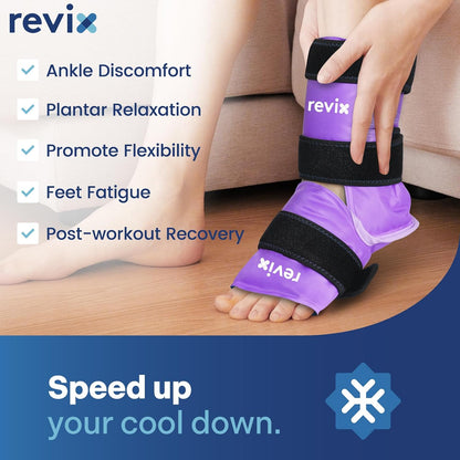 REVIX Ankle Ice Pack Wrap, Reusable Gel Ice Pack for Foot Pain Relief