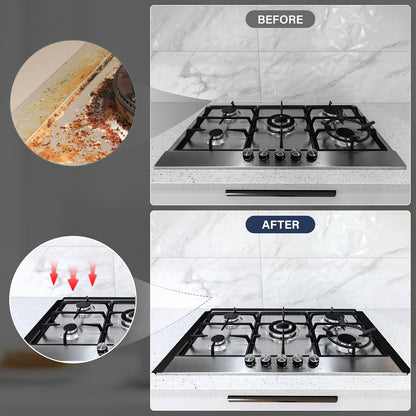 30" Slide-in Range Rear Filler Kit with 2 PCS Stove Gap Covers, Black | Stove Gap Filler Strip, Stainless Steel Backsplash for Stove, Stove Trim Kit with Most Brands Between Stove and Backsplash