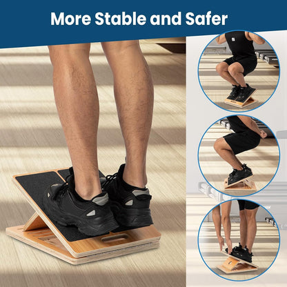 StrongTek Wooden Slant Board, 13-Inch Wide, 5 Adjustable Angles 15°-35° | Non-Slip Surface and Base, Beginner-Friendly Stretching, Squats, Physical Therapy and Rehab, Built-In Carry Handle