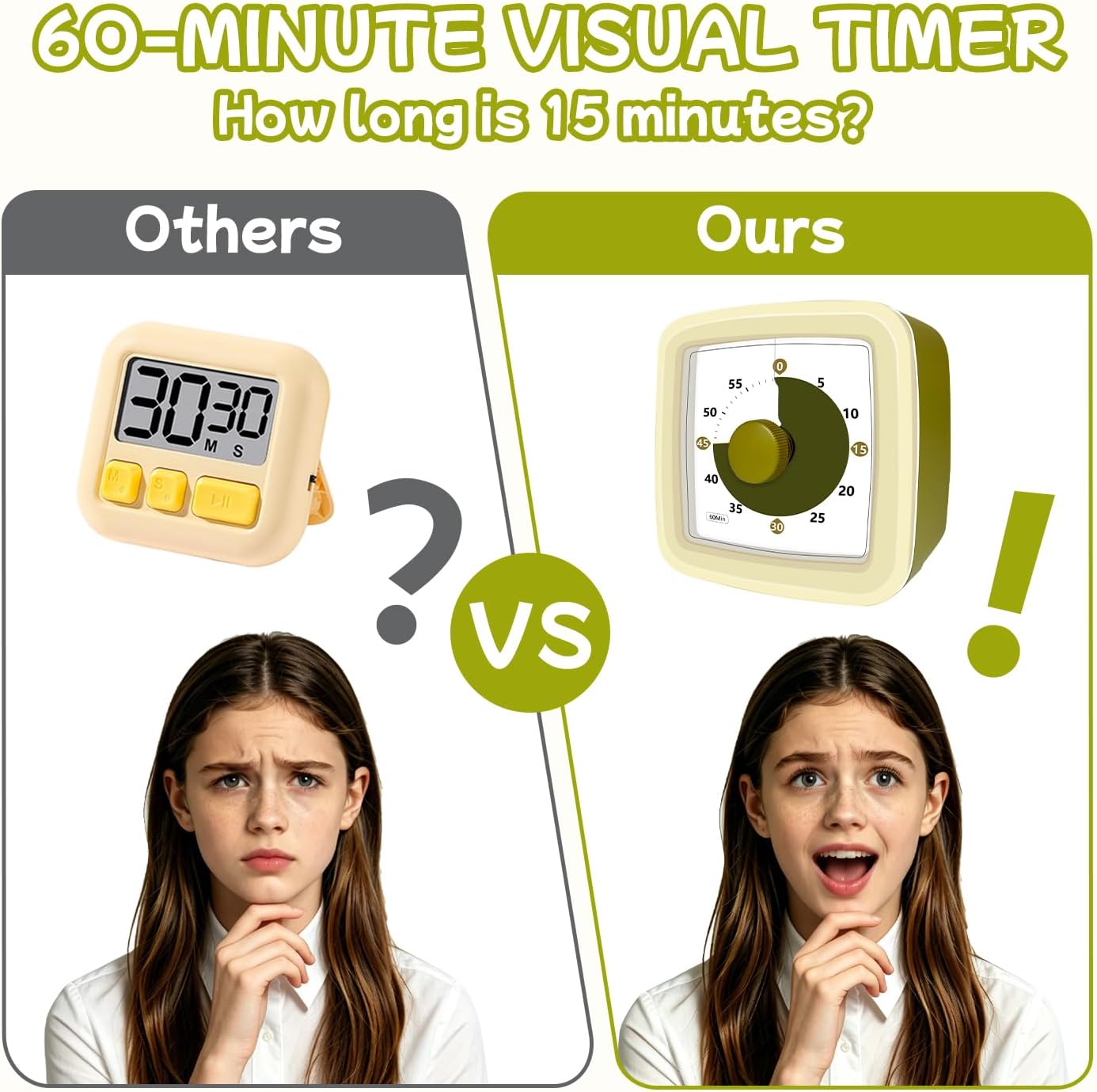 Visual Timer 60 Minute Timer Silent Countdown Clock – No Ticking, Gentle Ring with Mute Option, Timers for Kids Homework Classroom Management Kitchen Pasta, Adult Pomodoro & Deep Work, Purple