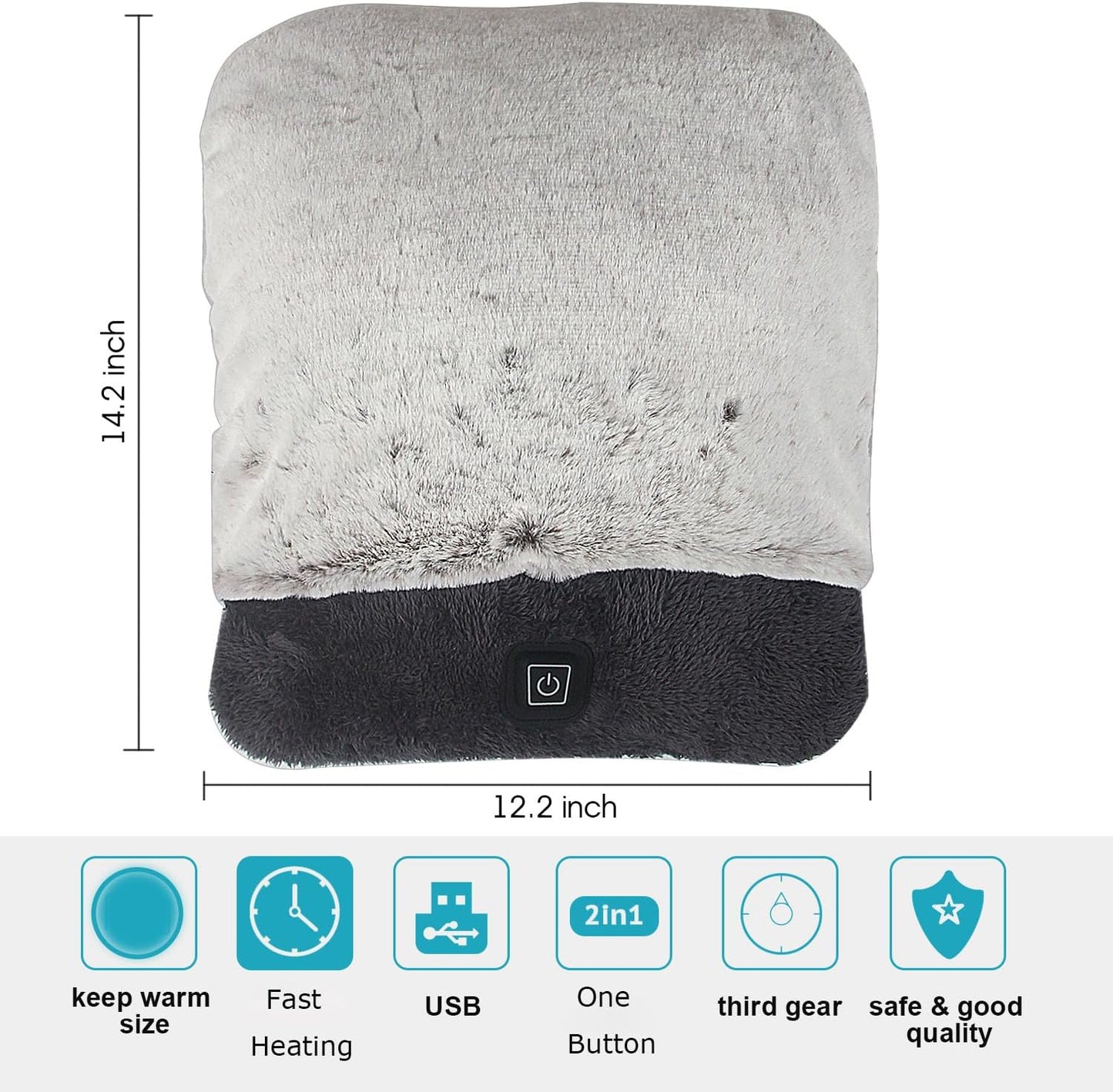 Electric Heated Foot Warmer with Massage,Vibration and Heating,Soft Plush Fabric & USB Fast Heating Pad for Women and Men,Relieve Foot Pain Soreness