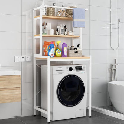 3 Tier Wooden Over The Washer and Dryer Storage Shelf, Bathroom Shelf Washing Machine Storage Shelves Utility Rack Freestanding Laundry Drying Rack Heavy Duty for Bathroom