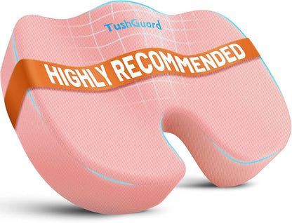 TushGuard Seat Cushion for Office Chair, Memory Foam Chair Cushion, Black | Office Chair Cushion for Car, Airplane - Chair Pad, Butt Pillow for Long Sitting Sciatica, Hip, Coccyx,Tailbone Pain Relief