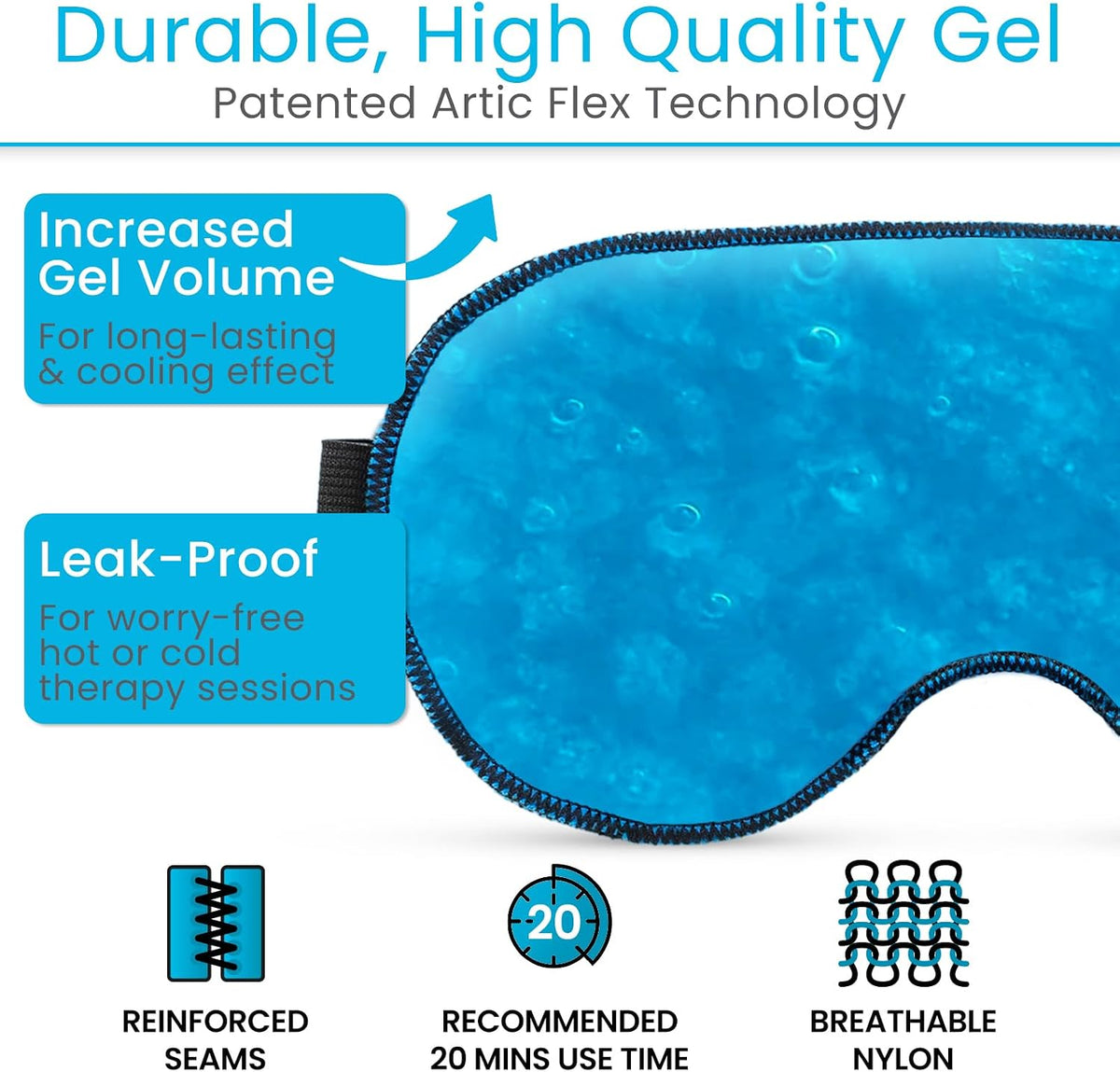 Arctic Flex Cooling Eye Mask - Gel Cold Compress for Migraine, Puffy Eyes